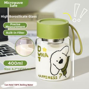 KUWUBIANJING | Portable Heat-resistant Borosilicate Glass Mug with Measurement Mark