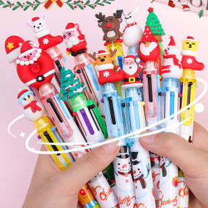 0.5mm 6 Colors Christmas Ballpoint Pen Cartoon Santa Claus Elk Snowman Xmas Tree Marker Pen Kids Stationery Xmas New Year Gift