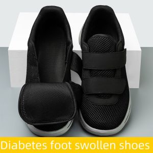 Lesvago รองเท้ารักษากระดูกเท้ากว้างสำหรับผู้ชายหรือผู้หญิงรองเท้าสำหรับรองเท้าใส่เดินสูงอายุน้ำหนักเบาปรับได้กันลื่น