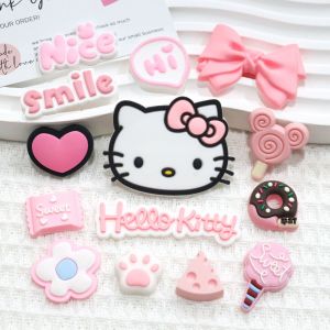 Pink Kitty Letter Bowtie Heart Lollipop Soft Silicone DIY Water Cup Phone Case Hole Shoes Stickers Adorable Fashion Accessories