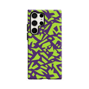 Potdemiel | Neon Geometric Camo Phone Case for Samsung Galaxy S26 S25 Ultra S24 S23 Ultra Plus Shockproof Double Layer Tough Back Cover