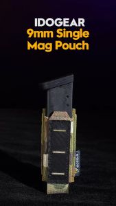 IDOGEAR Tactical Single Mag Pouch for 9mm Mag MOLLE Mag Pouch Quick Draw Lightweight Bottom Cut-out Design Tactical Mag Holder Sports Bag 3589