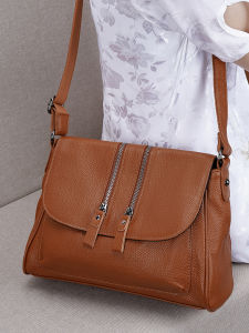 Casual Large Capacity Top Layer Cowhide Leather Crossbody Bag Fashionable Single Shoulder Mom Bag for Middle-Aged And Elderly