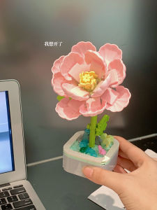 บ้านเรือนโมเดลไม้เล็กน่ารักพร้อมกล่องใส่ดอกไม้ที่ยั่งยืน ของขวัญวันวาเลนไทน์สำหรับเด็กผู้หญิง เลโก้ บล็อกการสร้างสรรค์