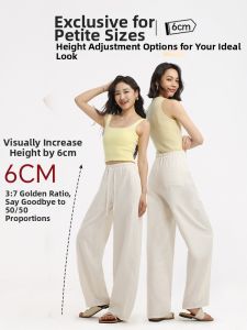 HIPPIE MISS | Petite Girls Hipster Tencel Linen Blend High Waist Loose Wide Leg Pants