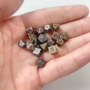 7Pcs Classical Rune Relief Board Game Dice Set TRPG Dice Polyhedral Table Game Dice for RPG Dice Games Metal Polyhedral DND Dice Bronze DND Game Dice for RPG Dungeons and Dragons DND RPG MTG D20 D12 D10 D8 D6 D4 Table Game