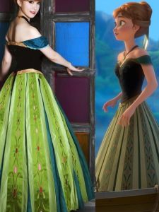 Disney Anna Princess Dress Long Gown Embroidered Coronation Ceremony Outfit 2-Piece Set Adult Womens Traditional Costume