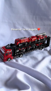 Container Truck Transporter Big Size Car Model With 6 Alloy Cars Truck Toys for Boys