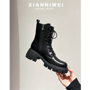 XIANNIWEI | Giày Boot Ngắn Dây Kéo Đế Dày