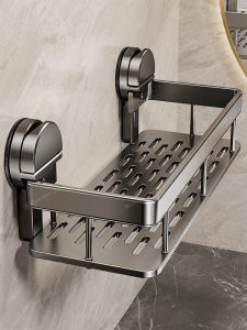 Bathroom Wall-Mounted Suction Cup Storage Rack Toilet Space Saver Double Layer Shelf No Drilling Required Easy Installation