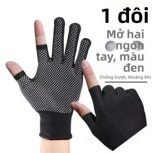 Găng Tay Không Ngón Mỏng Chống Trượt Thoáng Khí Chống Tia UV