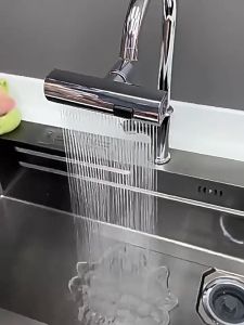 [SG READY STOCK]4 in 1 Waterfall Kitchen Faucet 360° All Direction Rotation Kitchen Sink Spray Nozzle Tap Universal Water Faucet High Pressure Extender
