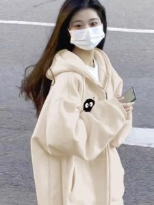 เสื้อแจ็คเก็ตคาร์ดิแกนคอวีมีซิปแบบสวมหัวผ้าขนแกะผสมคอตตอนผสมโพลีเอสเตอร์สำหรับฤดูใบไม้ร่วงและฤดูหนาวสำหรับผู้ชายและผู้หญิง