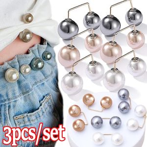 3Pcs Double Pearl Lady Brooch Suit Coat Jacket Cardigan Pin Buckle Simple Elegant Pearl Brooches Exquisite Fashion Jewelry Decoration