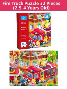 XIAOWANDOU | Animal & Car Themed Educational Puzzle for Toddlers 4 Pieces