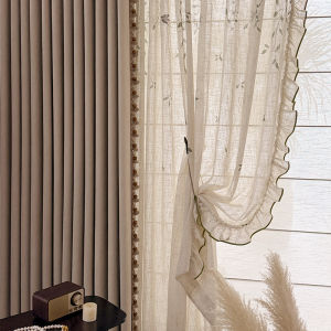 Milk Tea Brown Retro Style Chenille Light Blocking Curtains