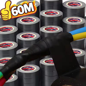 60M Electrical Insulating PVC Tapes Temperature Resistant Heat Black Insulating Tape Self Adhesive Electric Wire Protection Tapes