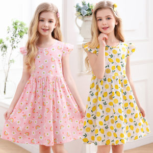 Girls Dress Cotton Vest Skirt Outer Dress Summer Thin Children Floral Skirt Girls Fashionable Princess Dress