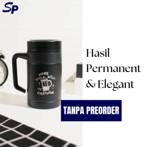 Mug Office Coffee Cup Stainless Steel 400ml Bisa Custom Nama Logo