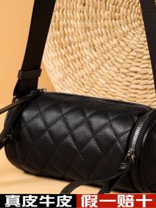 Trendy Womens Large Capacity Leather Crossbody Bucket Bag Casual Cylinder Bag Fashionable Single Shoulder Satchel Handbag