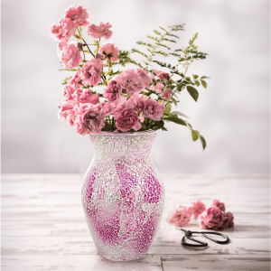 Pink Mosaic Tempered Glass Vase
