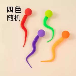 Interactive Cat Toy Elastic Worm Ball Young Cat Teaser Stick Pet Supplies for Kittens to Play And Have Fun