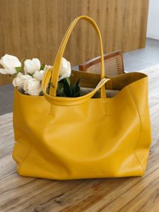 Minibird Genuine Leather Tote Bag 2024 New Style Casual Top Layer Cowhide Large Capacity Single Shoulder Bag for Men And Women