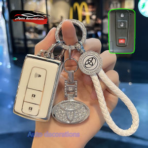 โตโยต้าพรีอุสเคสกุญแจรถโตโยต้าเคสสมาร์ทคีย์โตโยต้าพวงกุญแจขอบเงินขอบเงิน