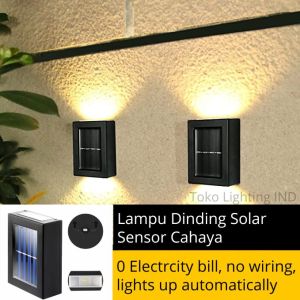 Lampu Dinding LED Outdoor Tenaga Surya Anti-Air / Lampu Outdoor Surya 2 LED Hias Taman Lampu Penerangan Outdoor