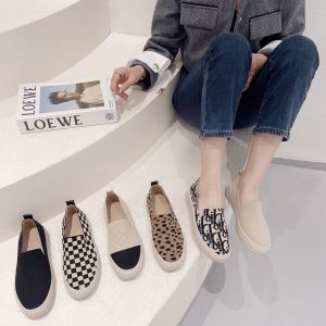 Platform Shoes Womens Knitted Shoes Spring round Toe Fisherman Shoes Japanese Style Princess Shoes Loafers Casual Board Shoes Flying Woven Shoes