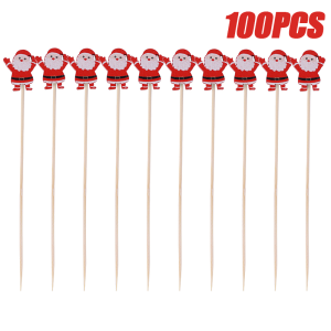 Christmas disposable bamboo fruit sticks Snowflake Christmas Tree Elk Santa Claus Fruit Sticks Christmas decorations