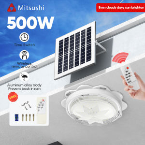 Mitsushi Solar Ceiling Light with 5m power cord 300W/500W Waterproof indoor Solar Lights solar LED indoor ceiling Lamp  Street Lamp Street light