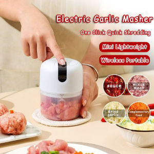 Electric Garlic Masher Portable USB Charging Blend Food Chopper Mini Food Garlic Vegetable Grinder Portable Charging Mincer Blender Food Meat Processor Cutter Kitchenware 迷你绞肉机 电动捣蒜器