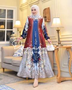 Gamis silk motif medina premium quality busui jumbo gamis pesta seragaman murah best seller