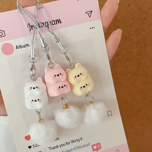 Nicedays🍒Liontin Bola Boneka Manis Kartun Gadis Hati Bertumpuk Anak Anjing Gantungan Kunci Ransel Liontin