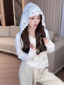 Chic French Hooded Lace Ladies Knit Top