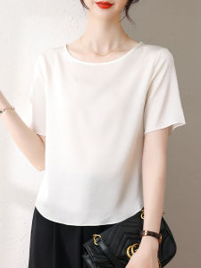 NVSHENJI | White Silk T-Shirt Womens Loose Half Sleeve Short Sleeve Summer New Style Pure Color Hangzhou Mulberry Silk Small Shirt