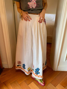 Embroidered Print Summer Maxi Skirt