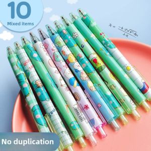 100 PCs Pressing Pen Cute Super Cute Cartoon Gel Pen Good-looking Feel Good Girls Ins Style Japanese Style St Pen Head Push Type Student Only round Beads Black Ink Pen Black Nice Stationery