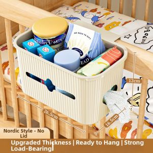 MEIZHUFU | Bedside Hanging Storage Rack For Diapers Baby Bed Organizer