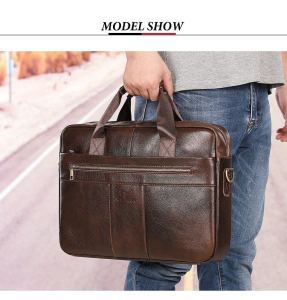 Royal Bagger Briefcase for Men Genuine Cow Leather Retro Business Handbag 15.6 Inch Computer Laptop Messenger Bag Shoulder Bags