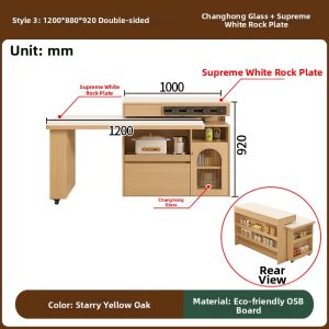 YDYOUDAN | Log Style Rotating Extendable Stone Island Table Kitchen Island