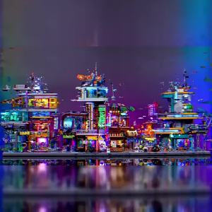Lumibricks | Cyberpunk Game Center Street Scene Building Blocks Intellectual Puzzle Model