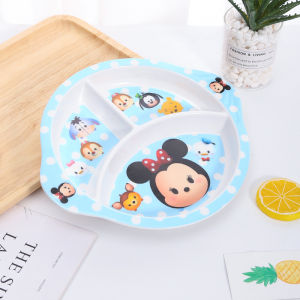 Childrens Dinner Plate Separated Fruit Plate Melamine Drop-Resistant Tableware Suit Cartoon Cute Kindergarten Baby Eating Plate