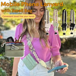 Mobile Phone Lanyard With Small Bag Anti-lost Phone Strap with Zippered Coin Purse Adjustable Detachable Phone Strap