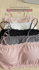 Ninabobo BR079 Bra Kemben Busa Bertali Model Renda Bralette Tali BH Crop Pendek Wanita Tanpa Kawat Bahan Halus Pakaian Dalam Fashion