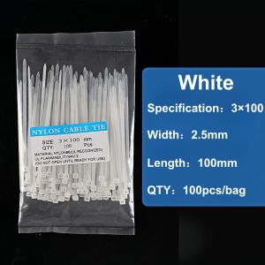 200/100Pcs/Bag Nylon Cable Ties Self-locking Cord Ties Straps Adjustable Cables Fastening Loop For Home Office
