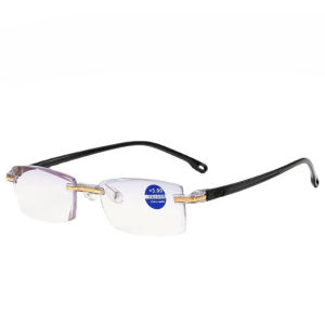 [+100~~+400] New Anti Blue Light Reading Glasses for Men and Women Frameless Cutting Presbyopia Glasses Blue Light Glasses