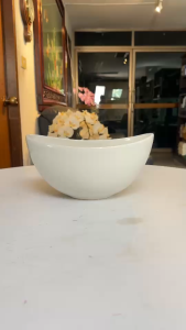 กระถางต้นไม้มินิมอล กระถางเซรามิคสีขาวทรงเรือ