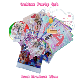 JomParty Pink Girl Roblox Birthday Party Banner Balloon Video Game Theme Hari Jadi Tema Mainan Anak Perempuan Robux Pink